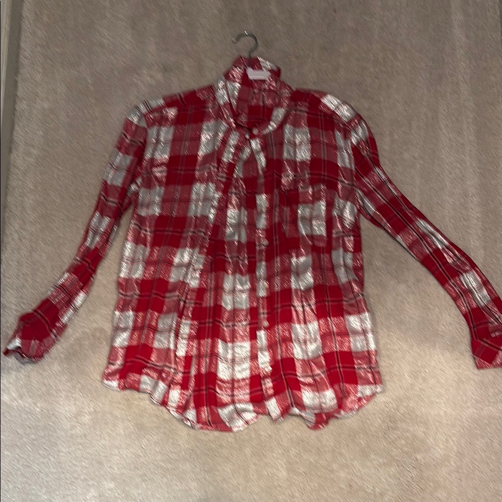 Chic Red Plaid Flannel Shirt